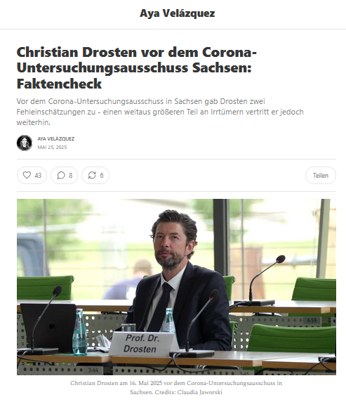 Anhörung von Prof. Drosten - 16. Mai 2025 - Presseschau